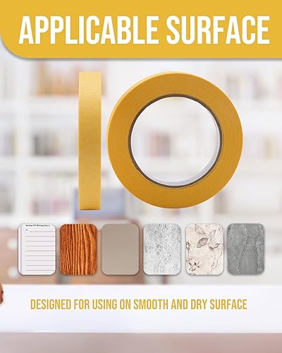 Miniatura 4 de Lichamp Paquete de 10 cintas de enmascarar automotrices amarillas de 0.709 in x 180.4 ft y 5 cintas automotrices de 1.417 in x 180.4 ft amarillas,