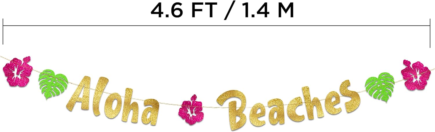 Pre-Strung Aloha Beach Luau Themed Glitter Banner - Birthday Decorations for Men and Women - Party Supplies and Gifts image 5
