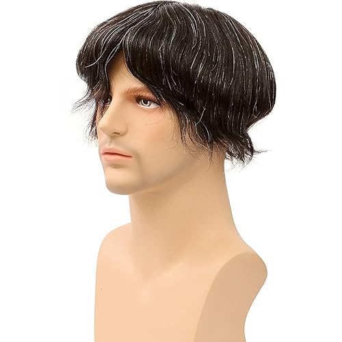 Miniatura 8 de Toupee de piel fina suave de 0.002 in PU 10x8 pulgadas reemplazo de cabello para hombres postizo 100% europeo piezas de cabello humano para hombre