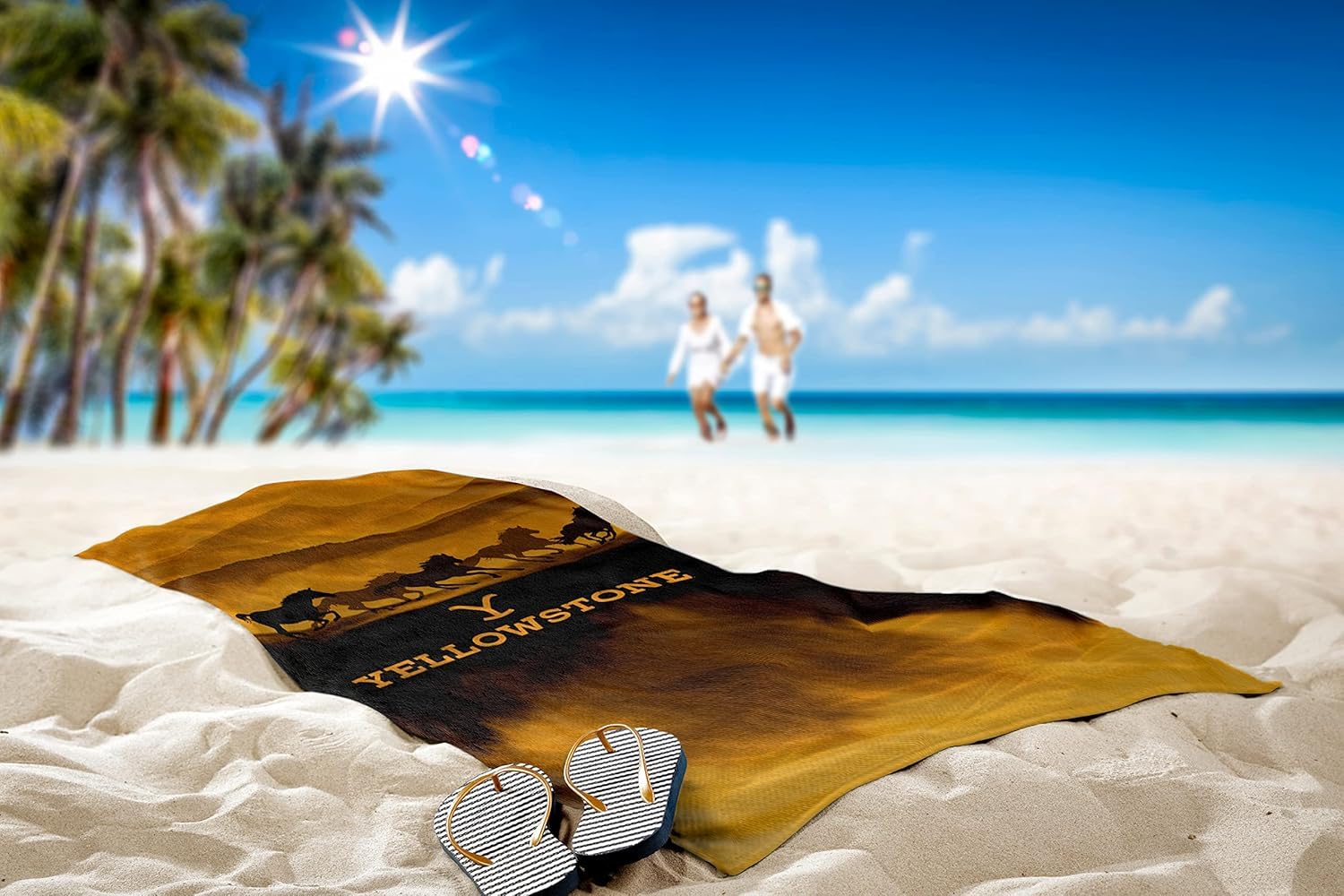 Yellowstone – Lot de 2 Serviettes de Plage Yellowstone avec 2 Serviettes de Piscine Dutton Ranch et Autocollants | 76,2 x 152,4 cm – Serviettes de Plage Yellowstone pour Homme, Femme, Adulte