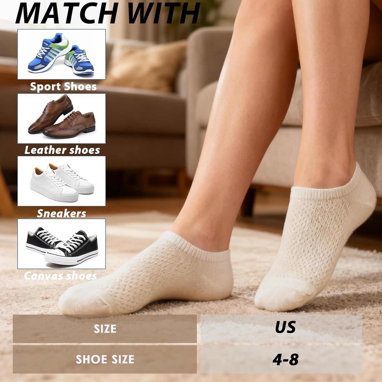 10 Pairs womens No Show Socks for Womens mens Ideal Breathable Fit Non-Slip Low Cut Soft Invisible Liner US 4-8
