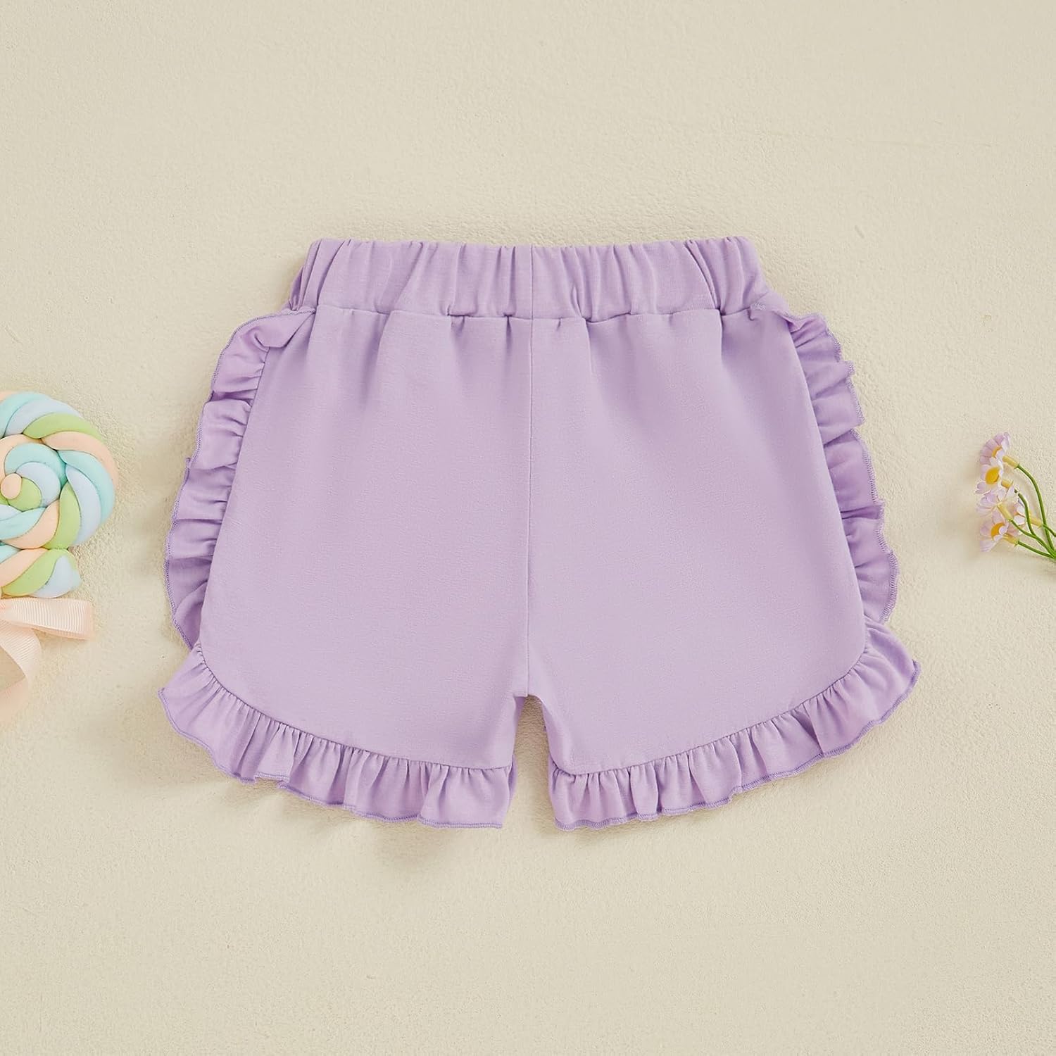 Toddler Baby Girl Shorts Solid Color Elastic Waist Ruffle Short Pants Casual Summer Bottoms - Image 2