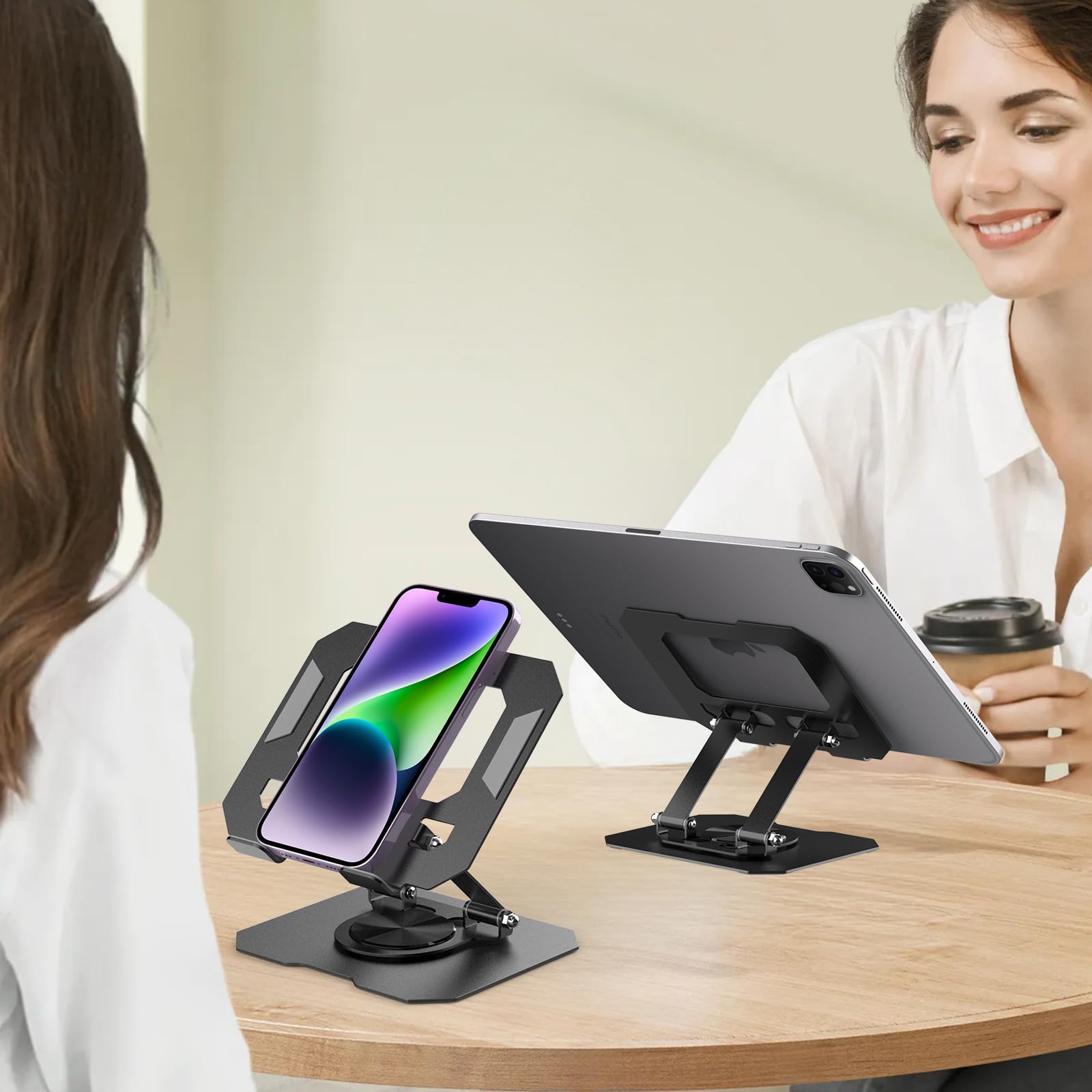 Supporto Per Tablet E Laptop NHQZ – Pieghevole, Rotazione 360°, In Metallo, Regolabile In Altezza Fino A 28 Cm - 3