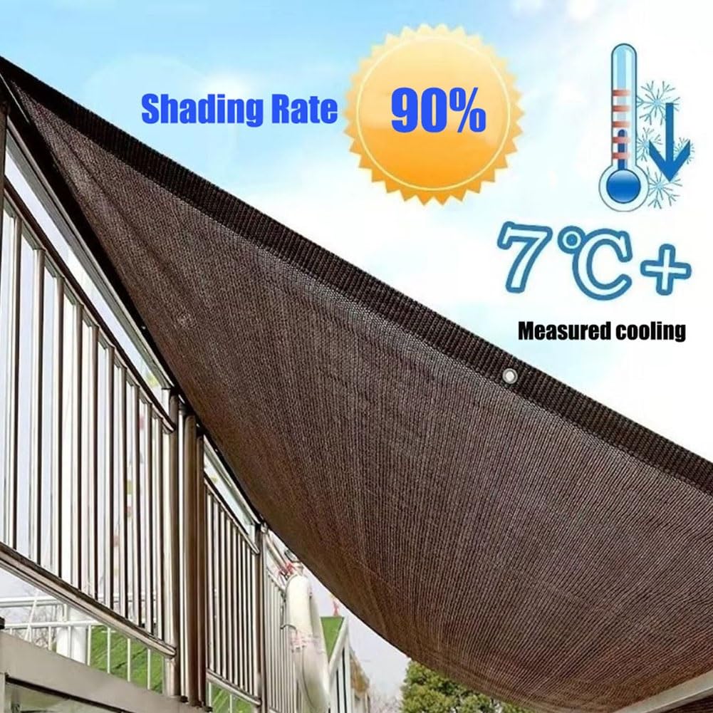 Wysokiej jakości tkanina przeciwsłoneczna – siatka chroniąca przed promieniowaniem UV do ogrodu i na patio, 2 x 4 m do 10 x 10 m, siatka przeciwsłoneczna z oczkami i taśmą krawędziową