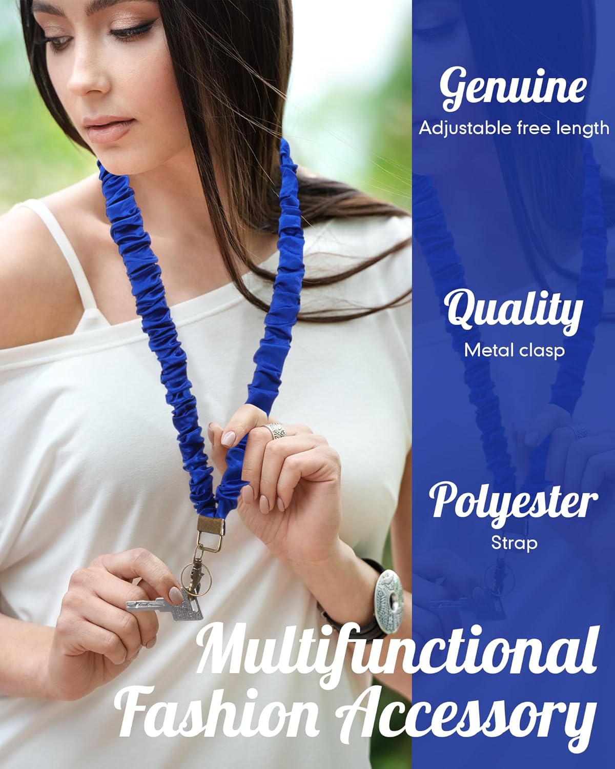 Geyoga Teacher Scrunchie Lanyard for ID Badges Cute Neck Stretchy Lanyard Gift Retractable Keychain Holder for Nurse Women - Image 3