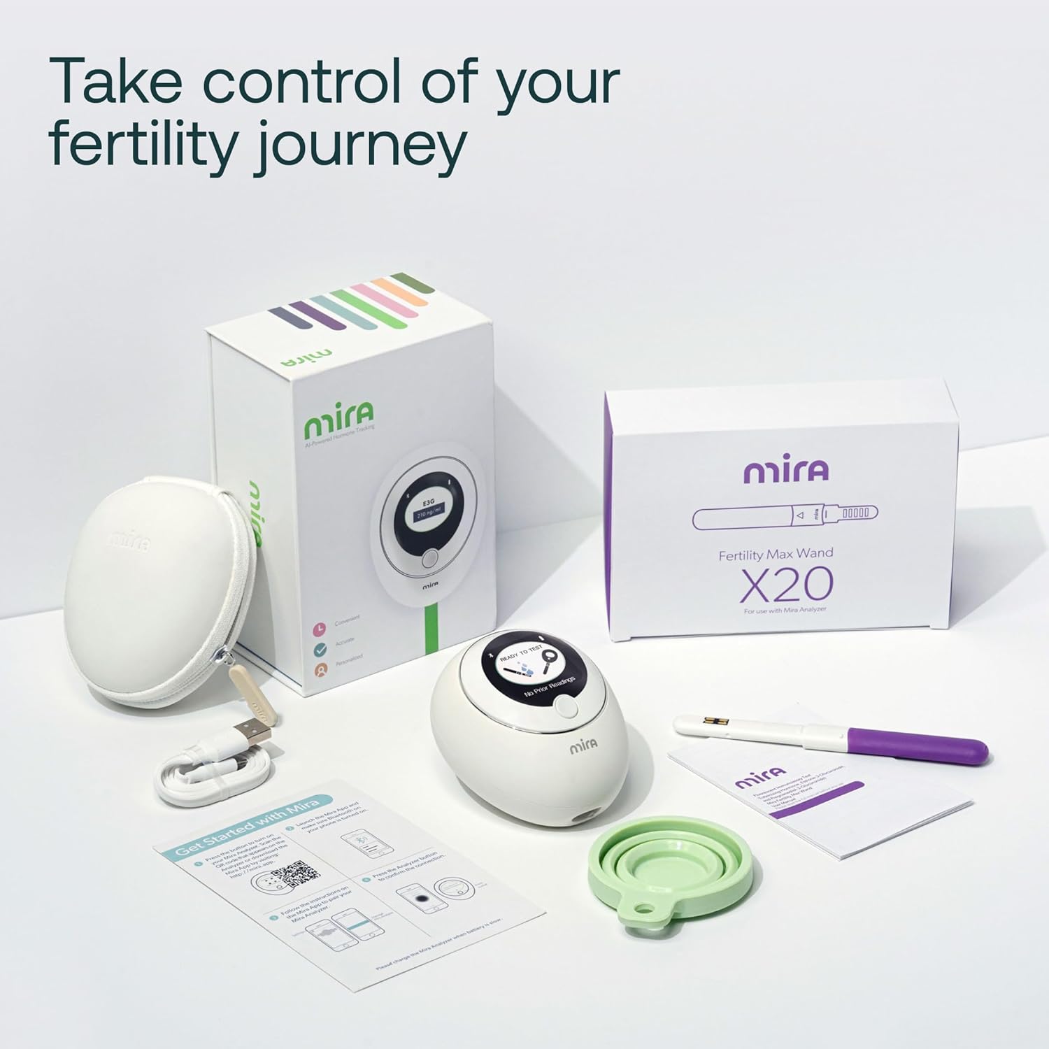 Mira Clarity Bundle, Mira Analyzer, 20 Max Wands, and 20 Ovum Wands, Track 4 Fertility Hormones, Monitor and Detect Ovulation and Fertility Window