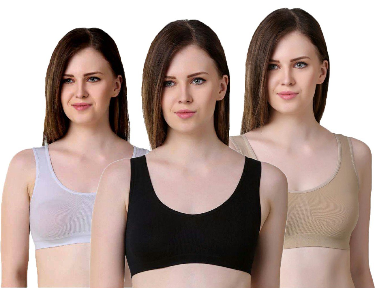 MLDSuper Stylish Women's Air Sports Bra- Pack of 3 (Free Size, Size of 28 to 38)