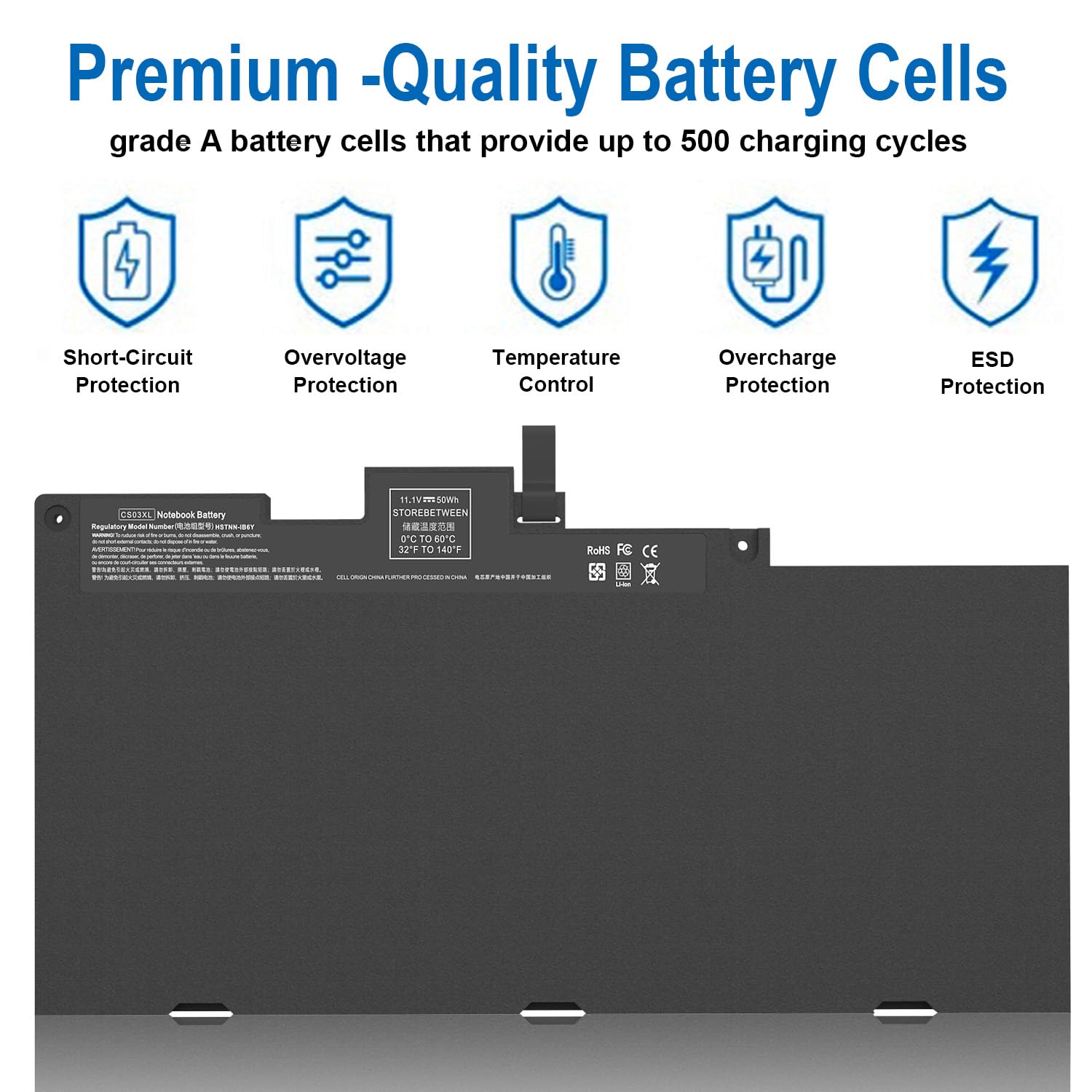 Batería BORSCELLOR CSO3 CS03XL Para Portátil HP EliteBook 745 755 840 850 G3 G4 Series