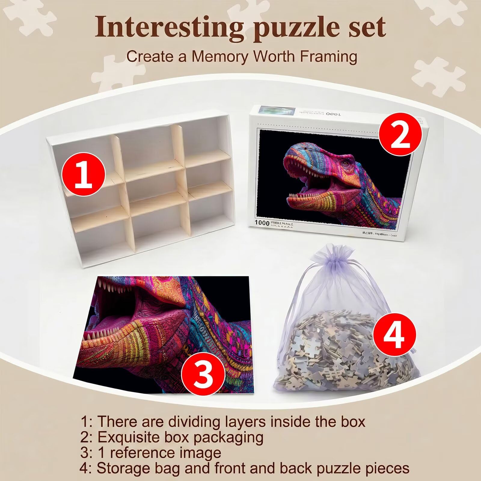 Puzzle 6000 Pezzi Classici, Puzzle Dinosauro sogno 179 x 105 cm, Gioco Educativo e Antistress in Legno con Poster Incluso, Ttività DIY per Famiglia, Regalo per Appassionati, Decor Parete Casa, f0-600