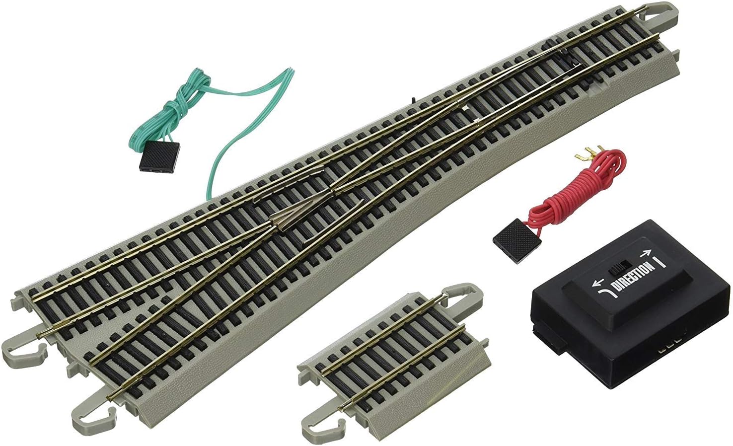 Trains - Snap-Fit E-Z TRACK #5 TURNOUT - LEFT (1/card) - NICKEL SILVER Rail With Gray Roadbed - HO Scale