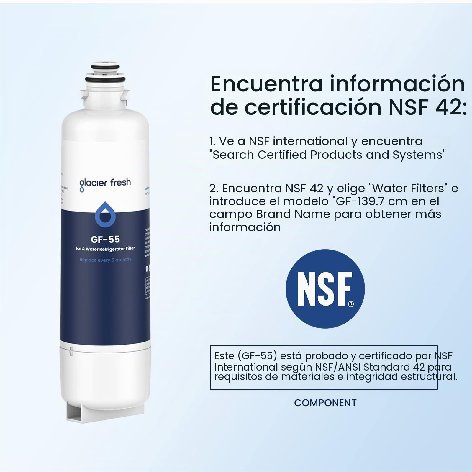 GLACIER FRESH 12033030 Repuesto para filtro de agua para refrigerador Bosch 11032518 Ultra Clarity Pro BORPLFTR50, compatible con 11025825, 12028325, 11032531, BORPLFTR50 (1)