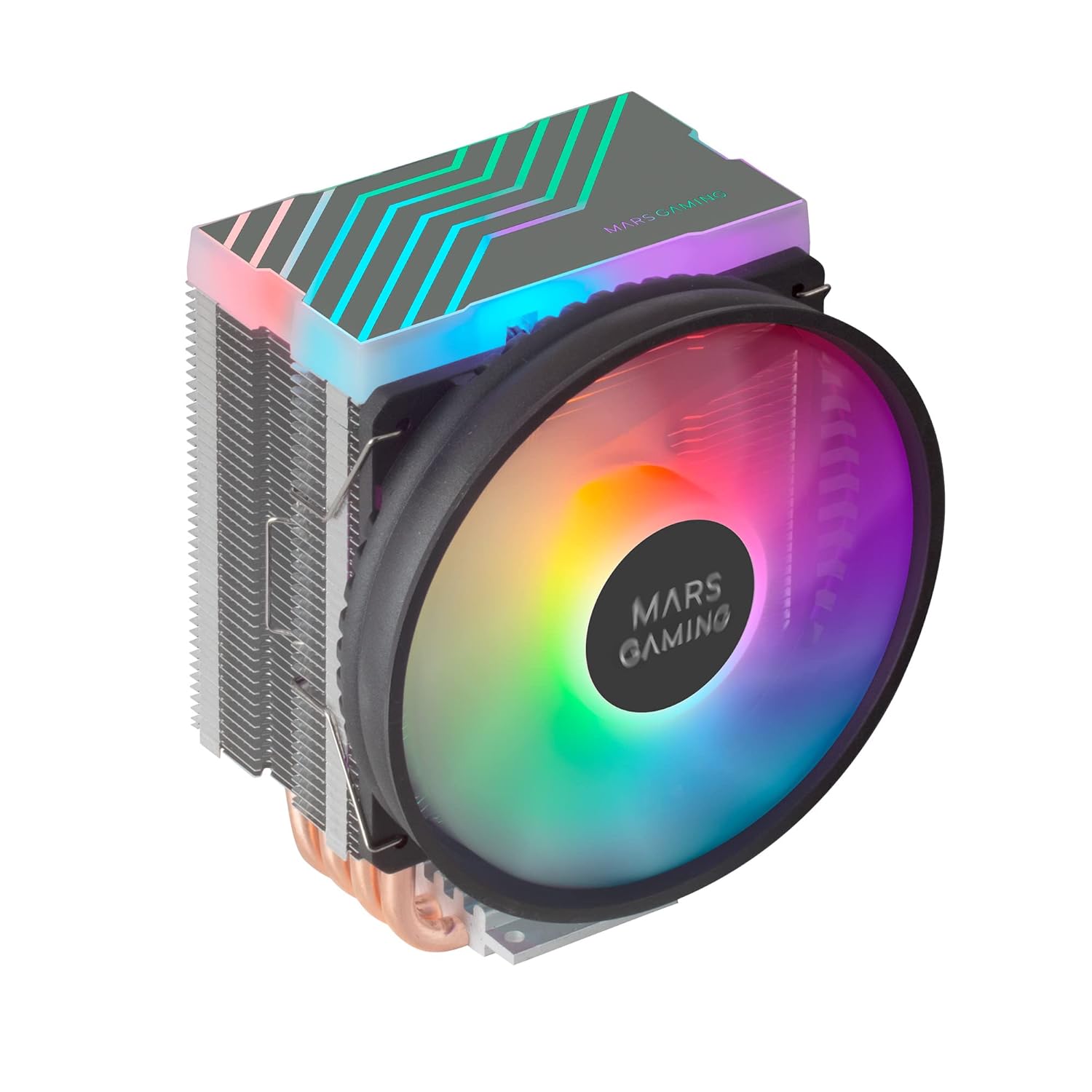 MARSGAMING MCPU44, Dual ARGB CPU Heatsink, 4 Heatpipes HCT, TDP 160W, Ultra-Quiet PWM 11cm Fan, Black
