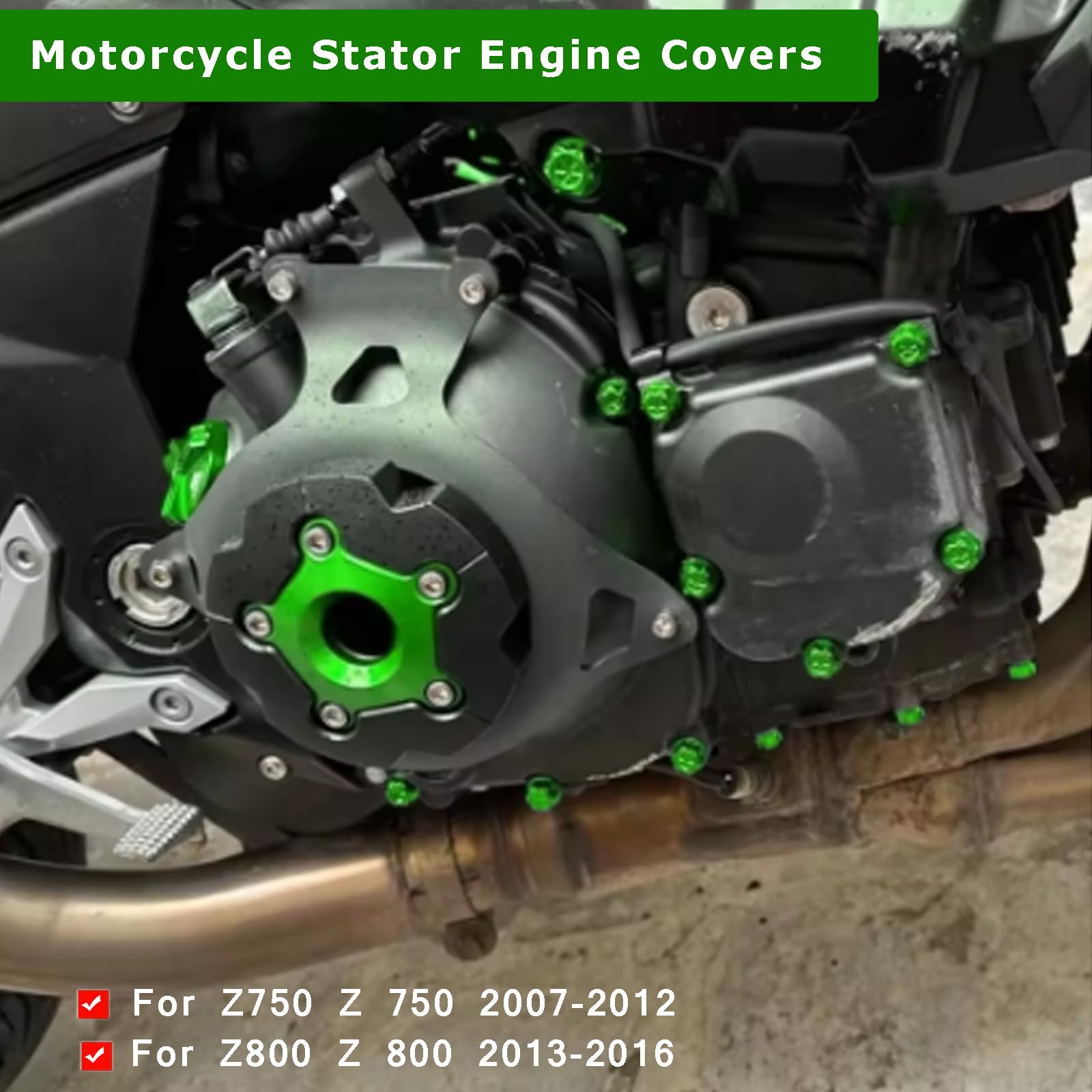 Z800 Z750 Motorschutz abdeckung Kit Stator Engine Covers für KA&-WA*SAKI Z750 2007-2012 Z800 Z 800 2013-2016 (Grün)