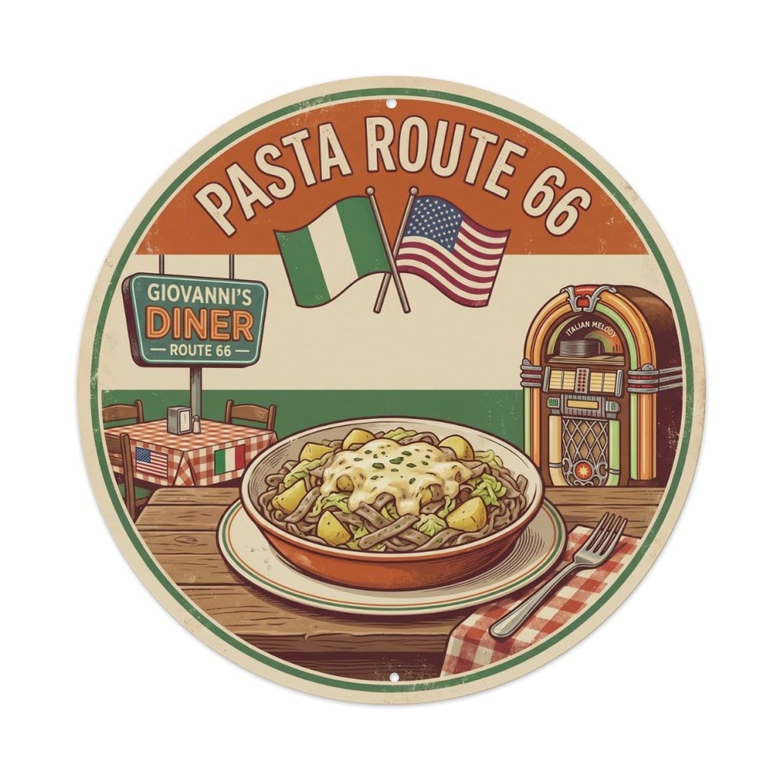 Pasta Cafe Culture Americana Italian Food Metal Tin Sign