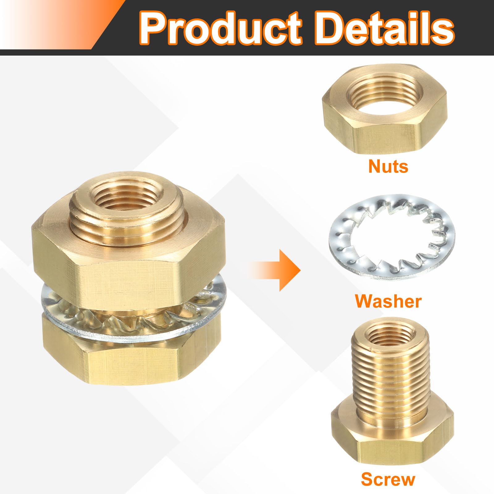 HARFINGTON 4 conectores de latón NPT de 1/8 pulgadas hembra de doble rosca para tanque de agua con arandelas de sellado para fregaderos de cubeta de lluvia acuarios