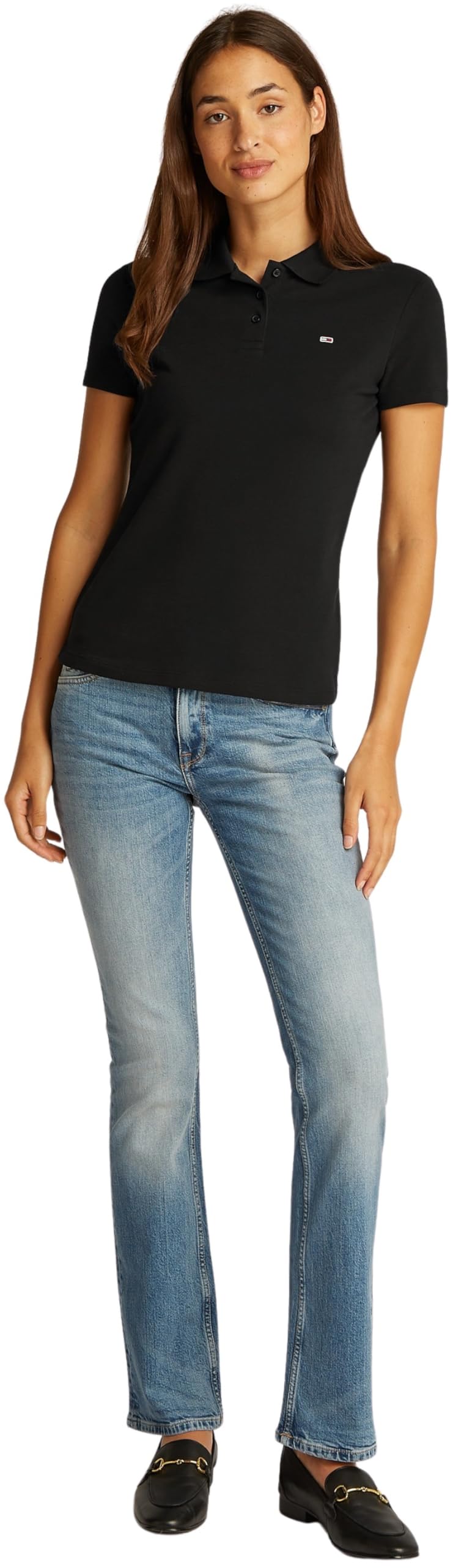 Tommy Jeans Damen Poloshirt Kurzarm Slim Essential Stretch