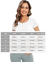Vista 7 de Paquete de 4 camisetas cortas básicas ajustadas de manga corta para mujer, lindas camisetas cortas de moda con cuello redondo para mujeres