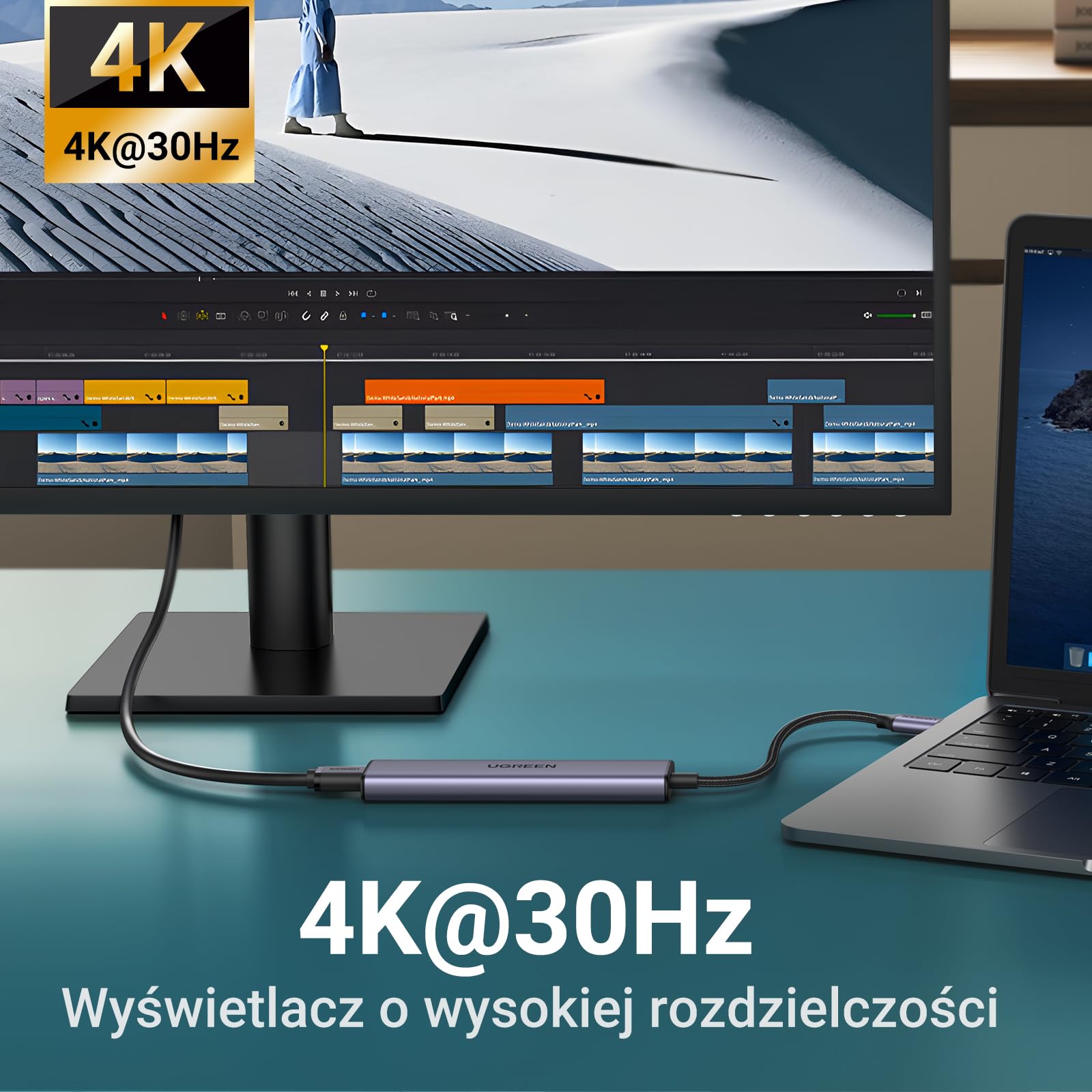 UGREEN Revodok USB C Hub PD100W, 4K HDMI, 3 porty USB A, adapter USB C kompatybilny z serią iPhone 16, Galaxy S24, Surface, MacBook Pro/Air, iPad Pro/Air, Steam Deck itp.