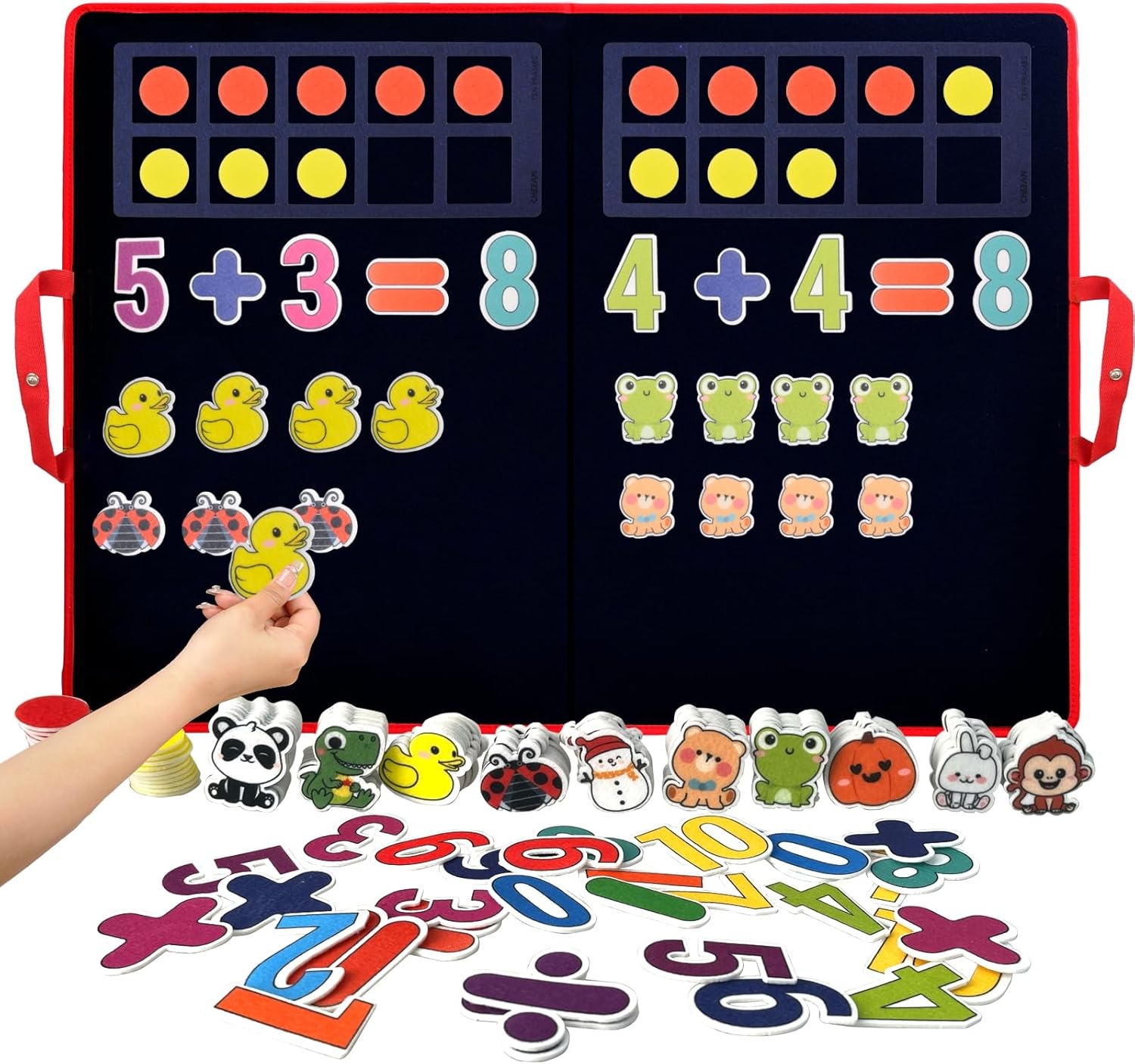 CHEFAN Large Felt Flannel Board 31.5 * 23 inches and Felt Ten-Frame Set Bundle