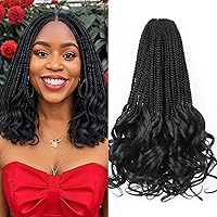 Vista 71 de Cabello de ganchillo con rizos franceses, trenzas de cabello de ganchillo con puntas rizadas, 14 pulgadas, preenlazadas, trenzas de caja tipo diosa