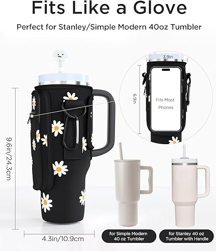Miniatura 2 de Soporte para botella de agua con correa para botella de agua Stanley para botella de agua Stanley de 40 onzas  30 onzas con bolsillo para teléfono y