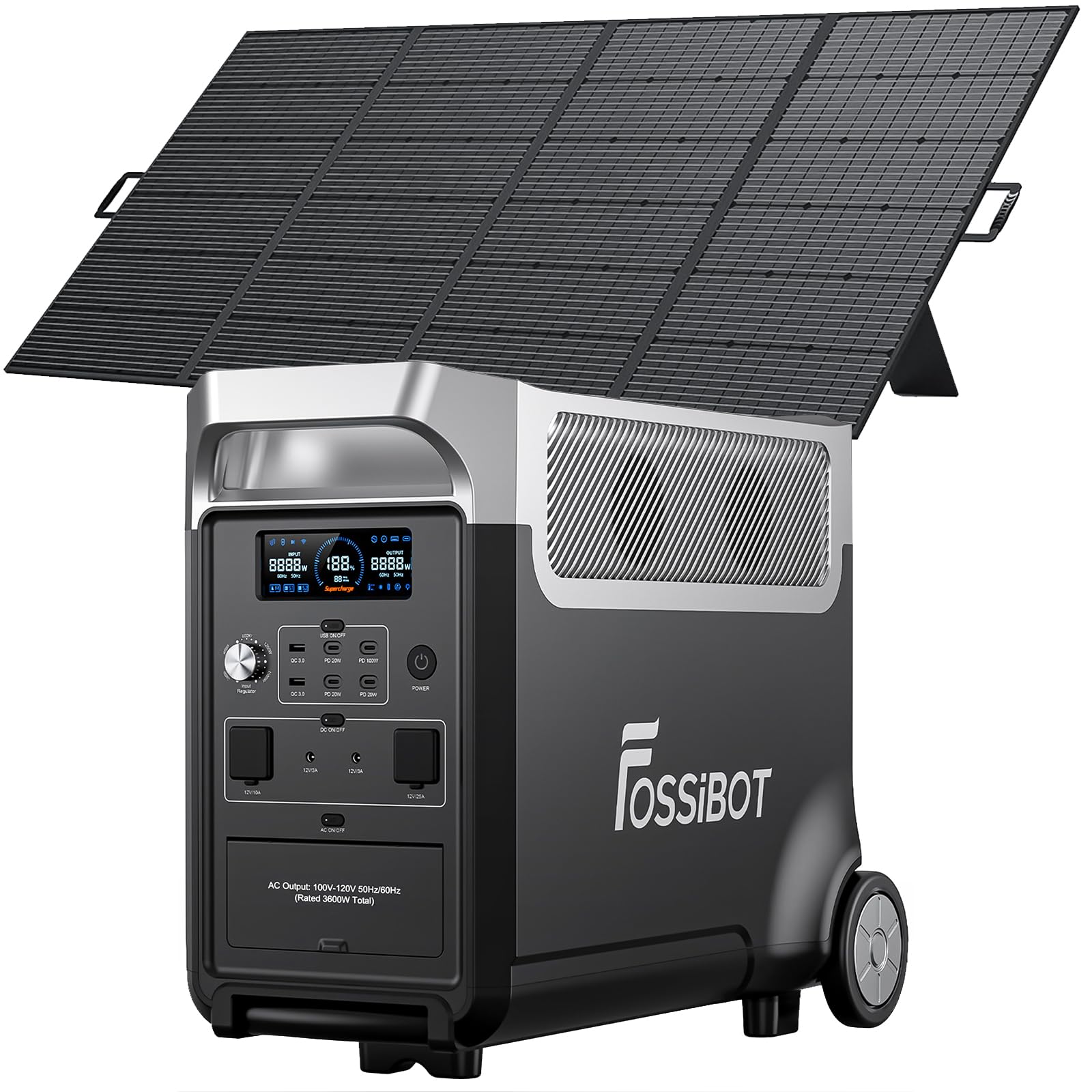 FOSSiBOT F3600 Pro Portable Power Station with 400W Solar Panel, 3840Wh LiFePO4 Battery, Expandable Up to 11.52 kWh, AC Output 3600 W, Portable Solar Generator for Camping, Camping : Amazon.es: Garden