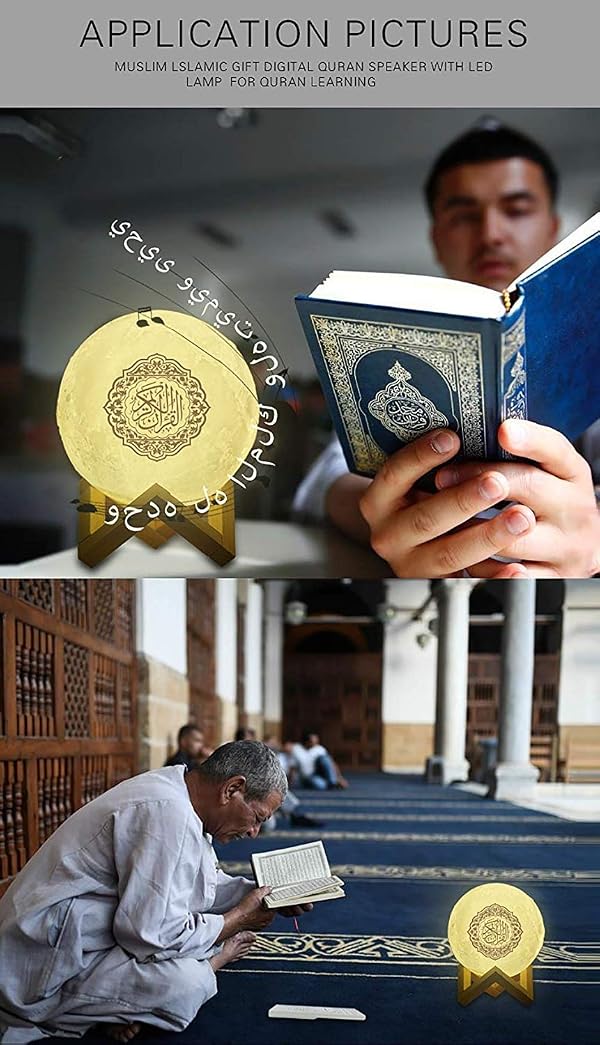 Swthlge 3D Moon Quran Speaker Light, Portable Quran Speaker APP Control Remote Small Moon Light Night Light with Bluetooth Eid Mubarak hajj Gifts… by Swthlge - Used condition - Image 8