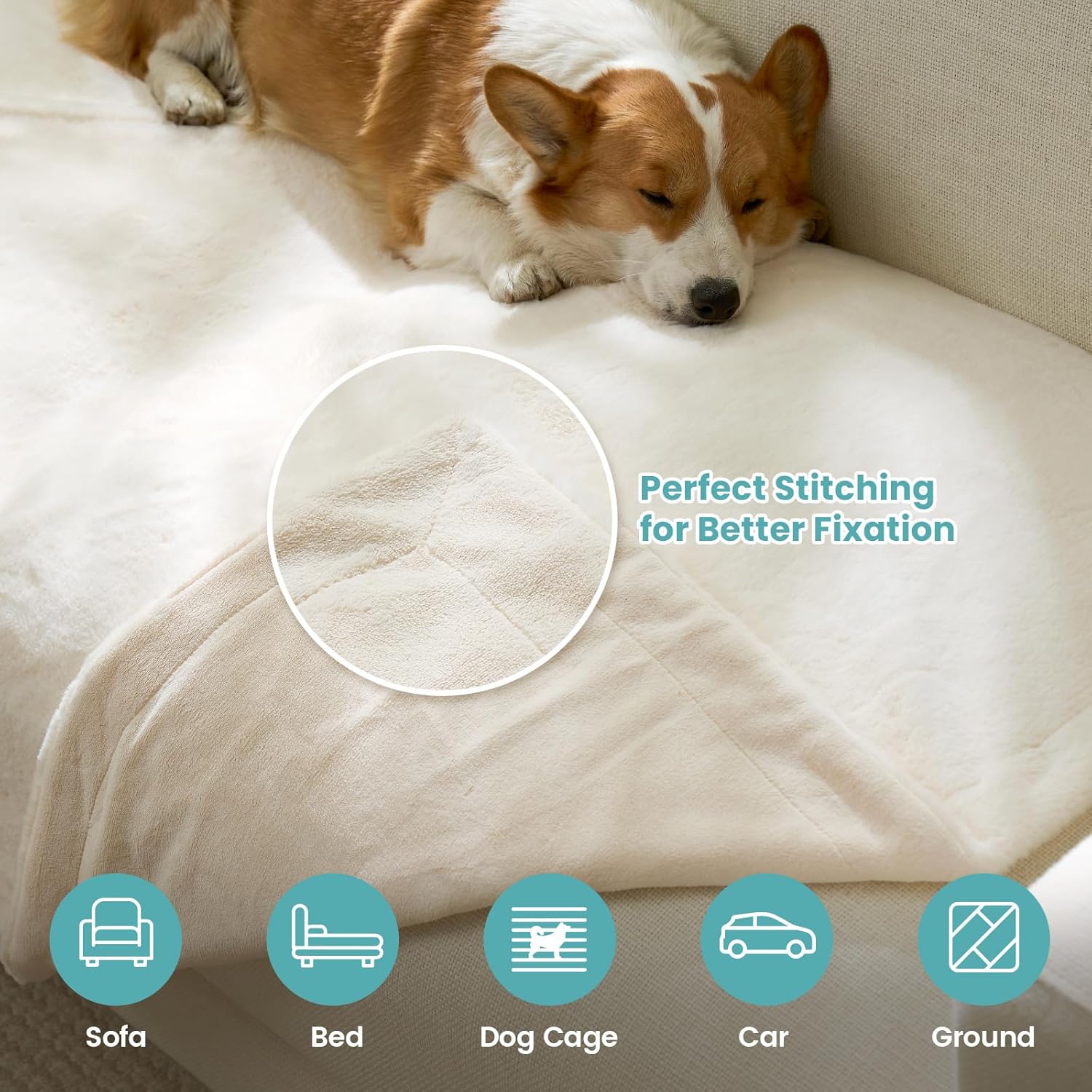 Waterproof Pet Blanket, Ultra Soft Luxury Faux Fur Throw Blanket for Couch, Cozy Warm Plush Blanket for Sofa Bedroom Living Room, Liquid Pee Proof for Large Dog or Cat, 30x40 inch, Cream - Image 8