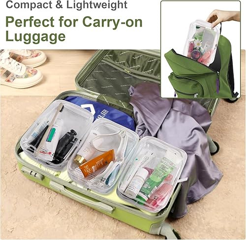 Miniatura 6 de Accesorios de avión imprescindibles de 1 cuarto de galón, bolsa de viaje aprobada por la TSA para mujeres que viajan, 2 Pack Clear, Bolsa de viaje