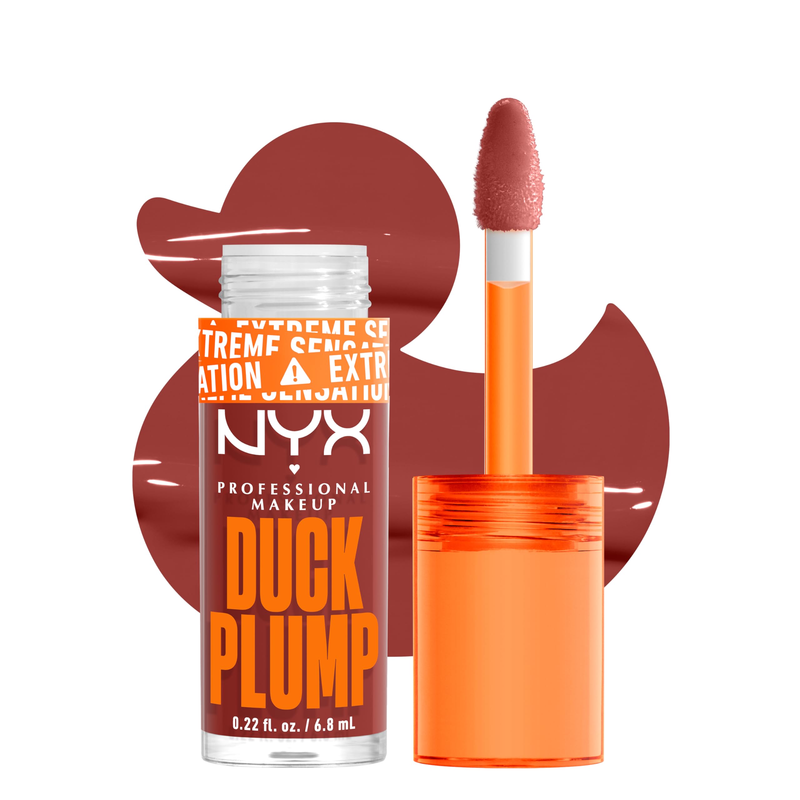 NYX PROFESSIONAL MAKEUP Duck Plump High Pigment Plumping Lip Gloss with Spicy Ginger, Vegan Lip Makeup - Brick Of Time (Rich Terracotta)