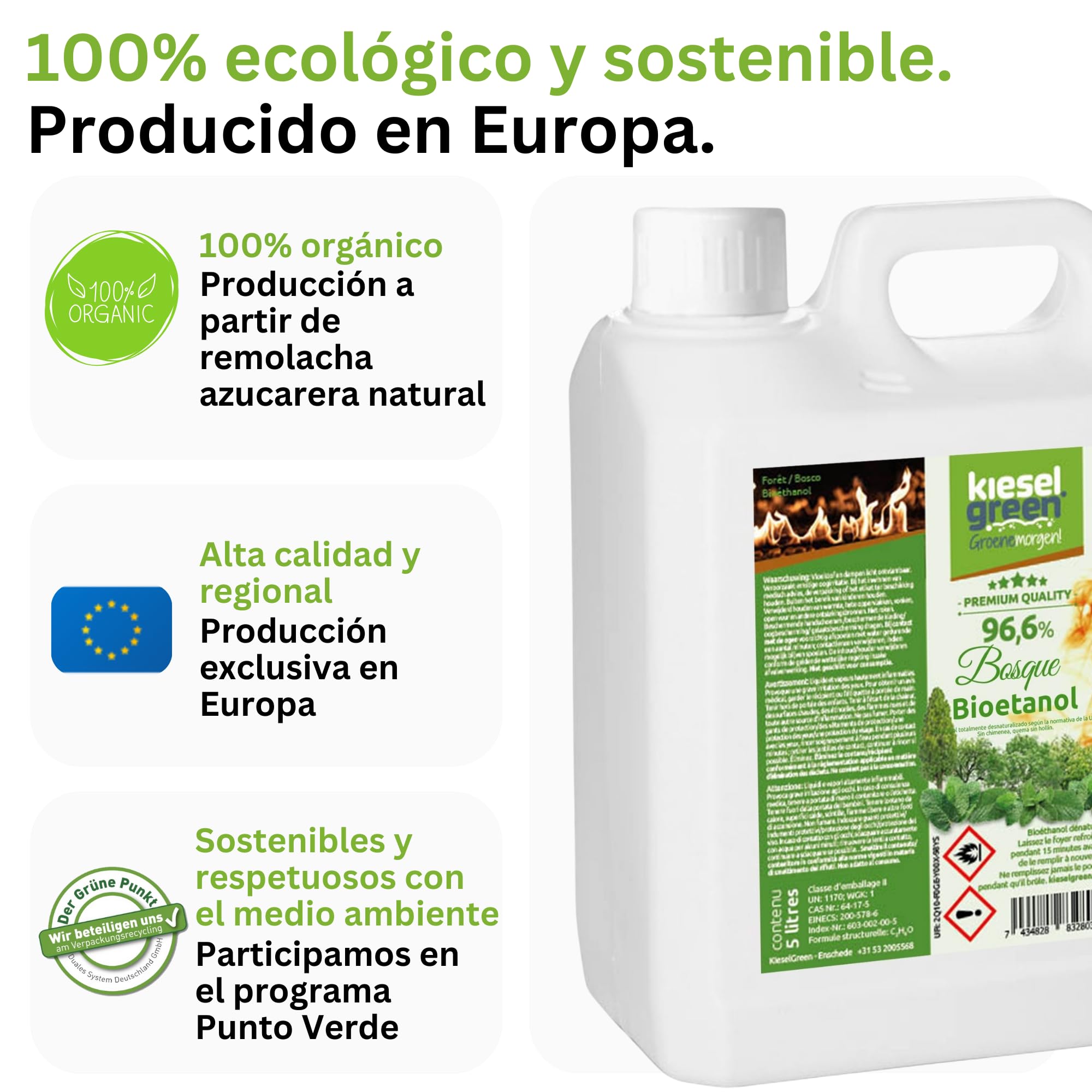 Bioetanol 5 Litros con Fragancia para Chimenea de Etanol, Muchas Variedades – Bioalcohol como Fragancia de Ambiente – Estufas de Bioetanol, Biochimenea Etanol, Ethanol (Wa5)