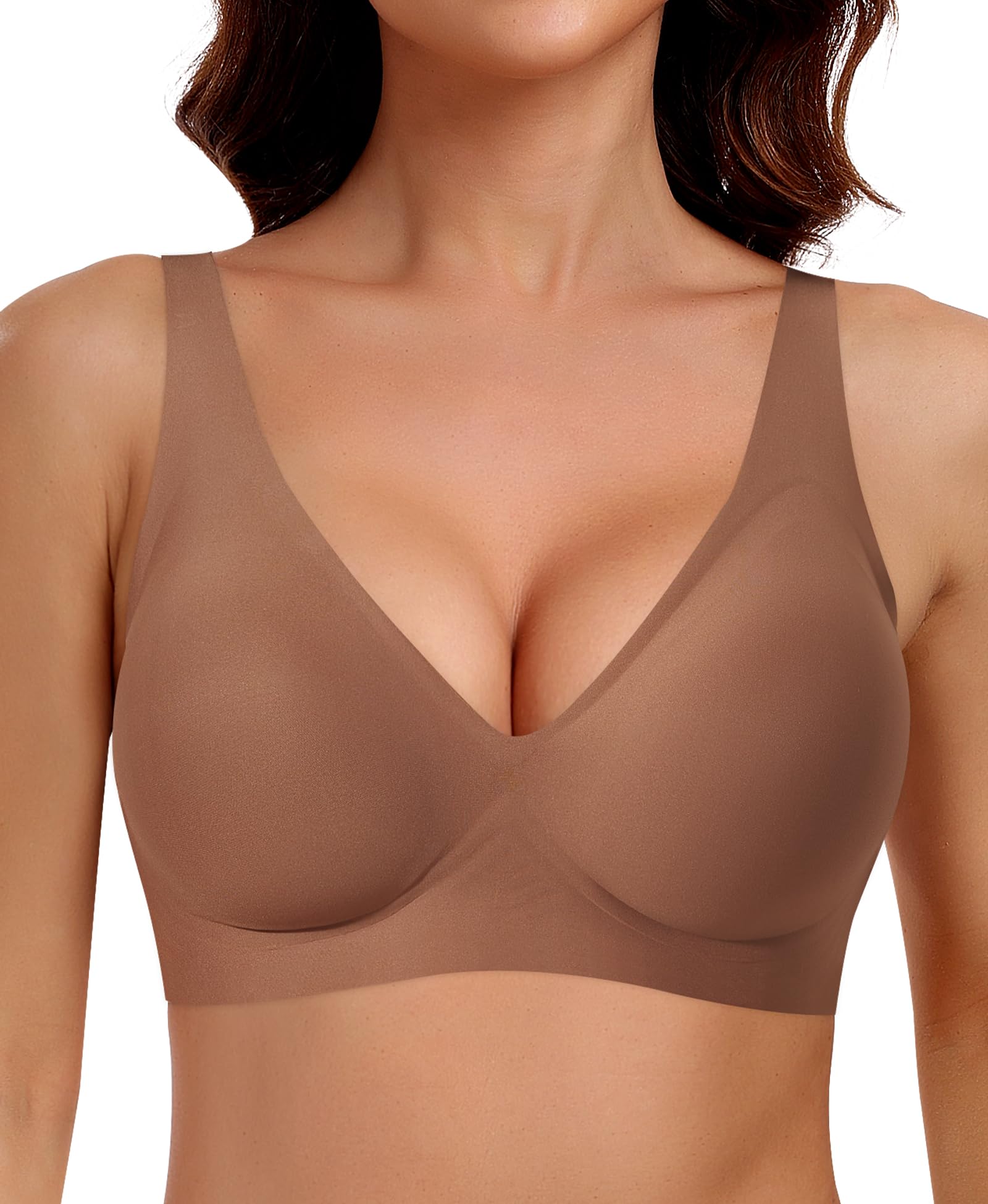 Ganado Damen BH Tiefem V-Ausschnitt Nahtloser BH Ohne Bügel Push Up BHS Bralette Soft Bequem BHS Bügellos Bustier