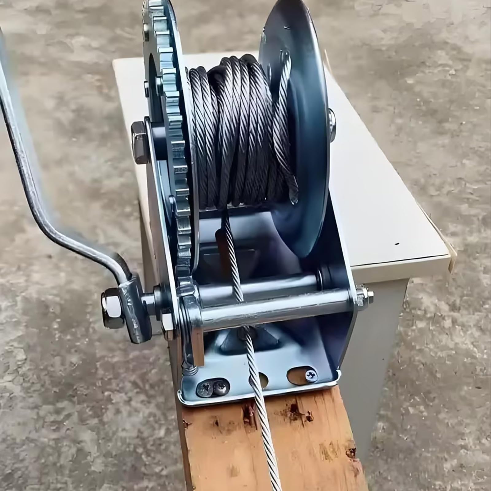 Handkurbel Seilwinde Schleppmaschine für Boote und Anhänger mit Haken und Stahlseil