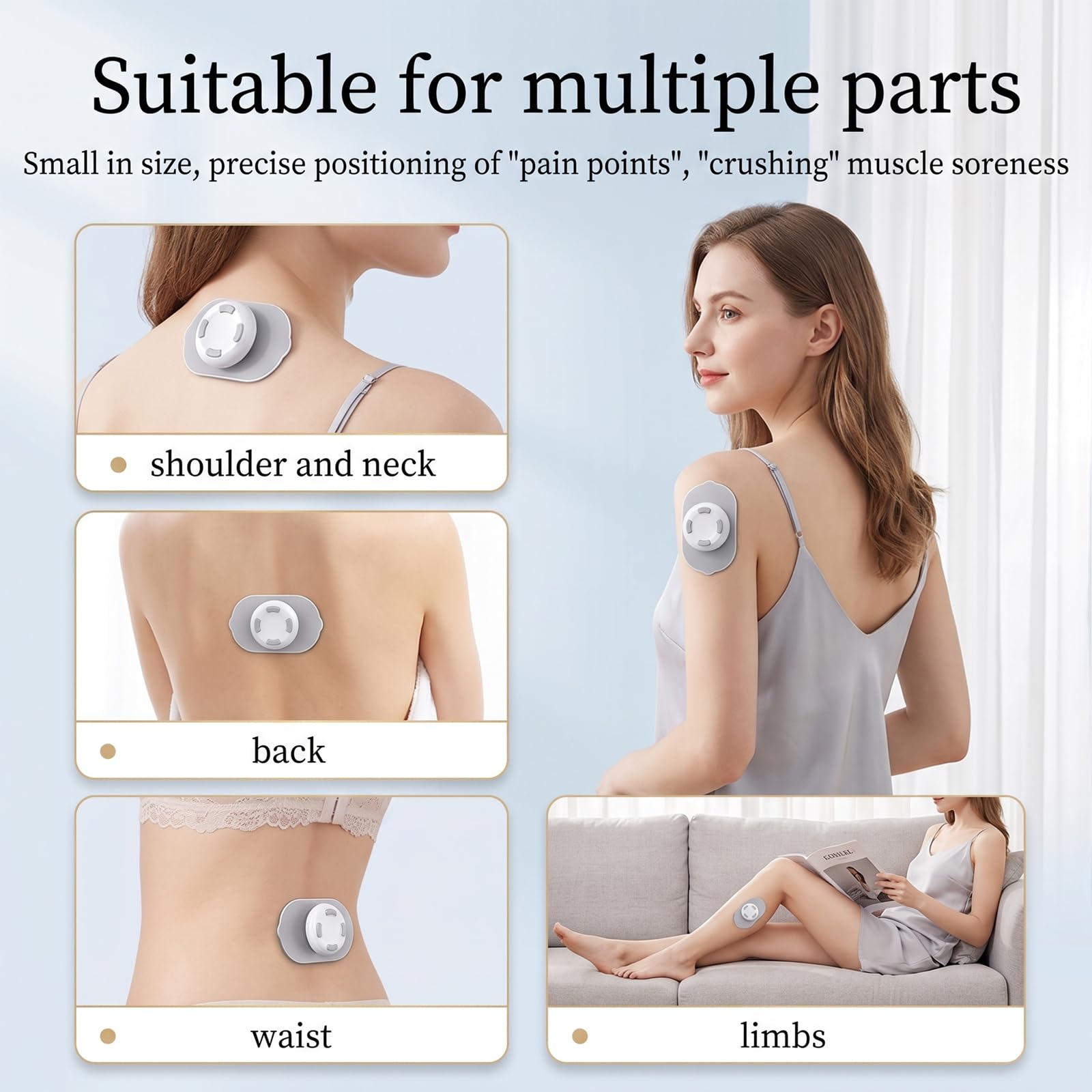 Kabelloser elektrischer Puls-Massager – Muskelstimulator mit 6 Modi & 16 Intensitätsstufen, 450mAh Ladecase, 15-Minuten-Automatikabschaltung – Tragbares Schmerzrelief für Rücken, Nacken