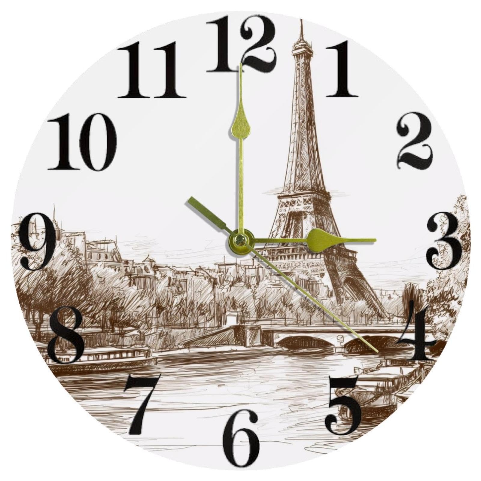Horloge murale ronde à quartz silencieuse de style moderne pour cuisine et bureau