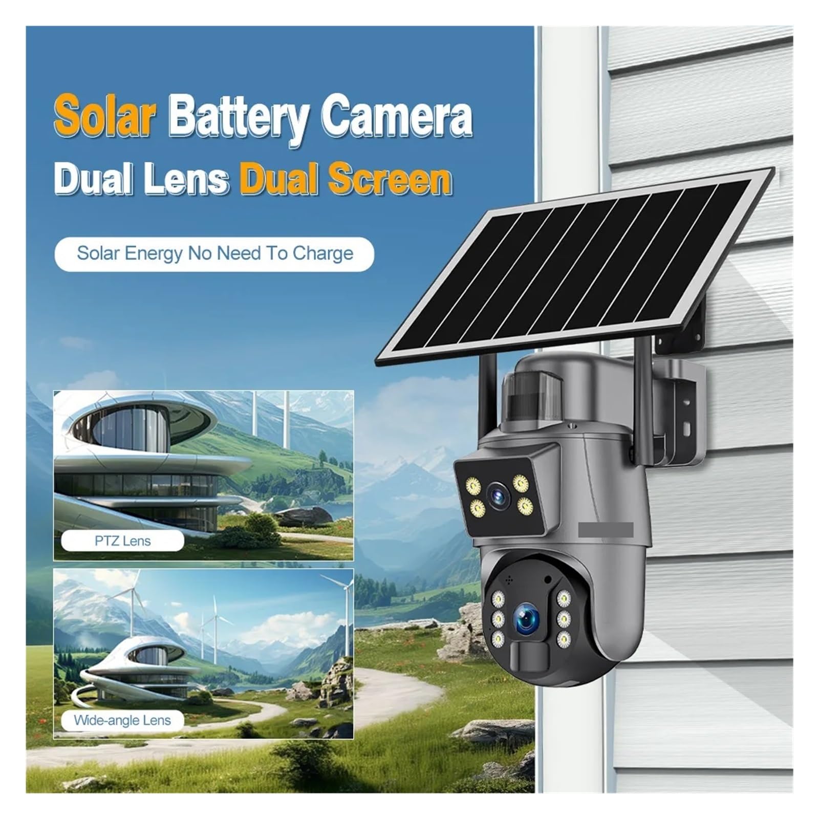Caméra Solaire Double écran 8MP 4K