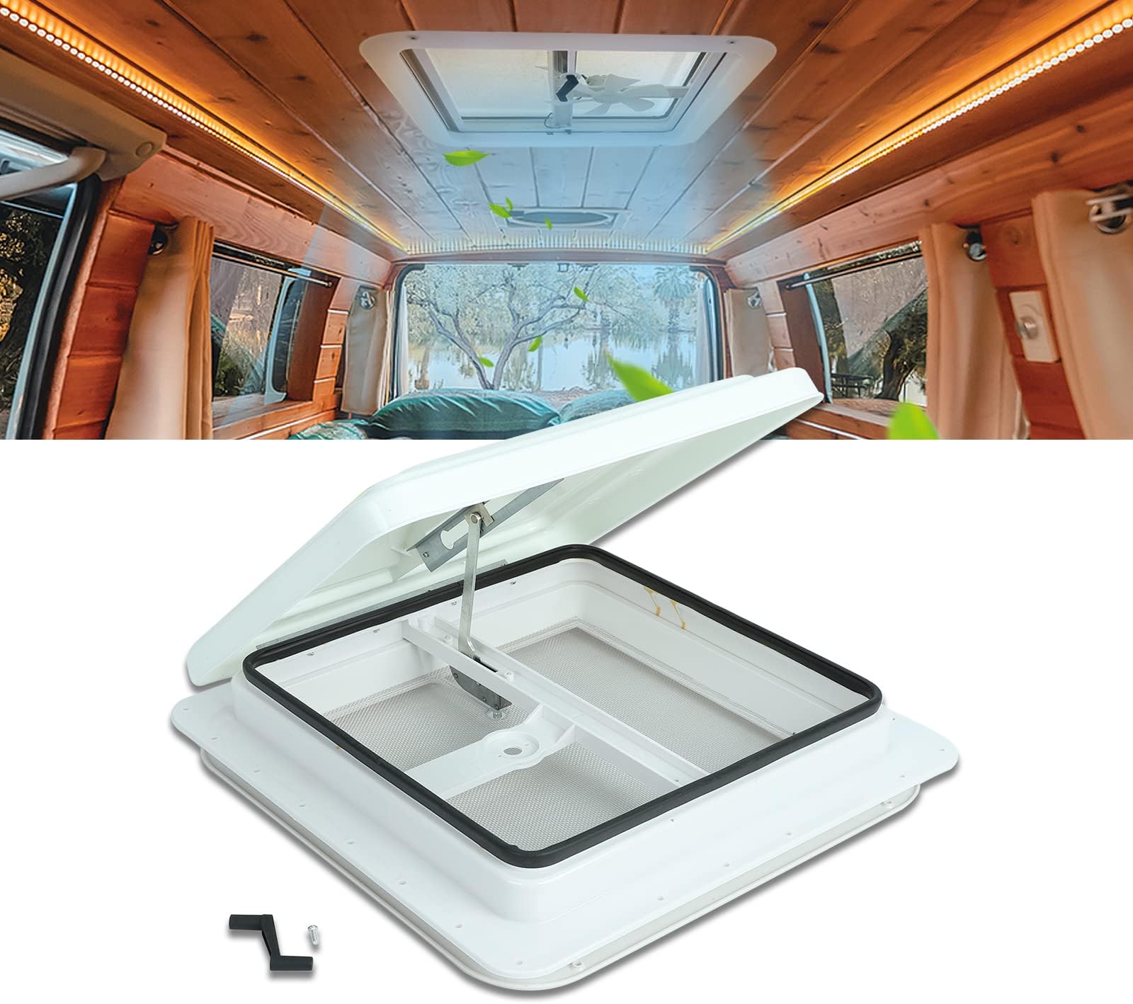 KAFLLA Cargo Trailer Roof Vent, 14" X 14" Manual RV Vent