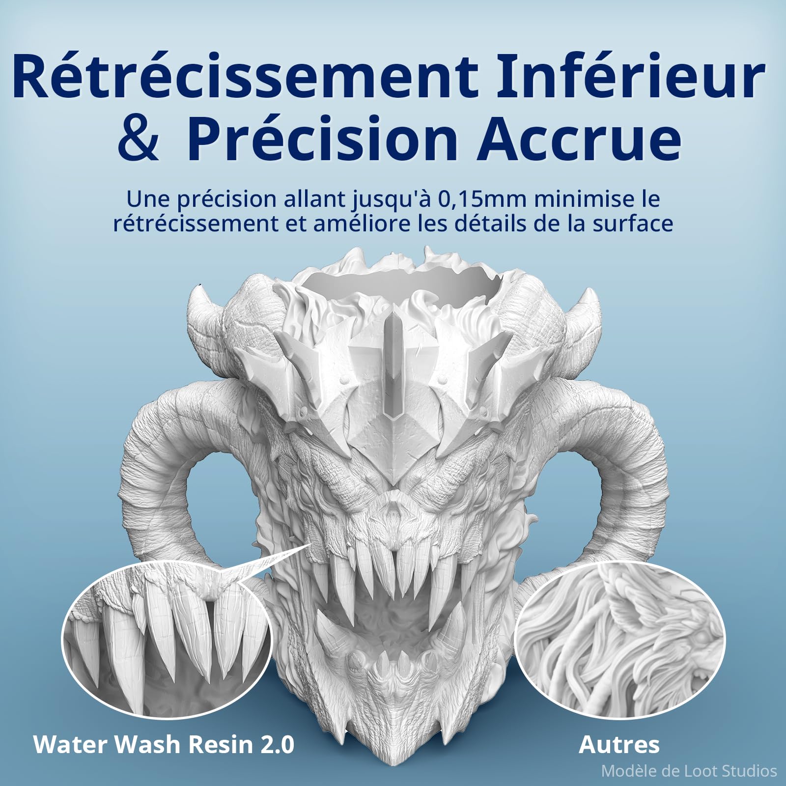 ANYCUBIC Résine Water-Wash 2.0, Résine Imprimante 3D 4K/8K/12K, Haute Précision et Grande Résilience, Résine Lavable à l'Eau pour LCD DLP l'Impression 3D, Clair 1KG