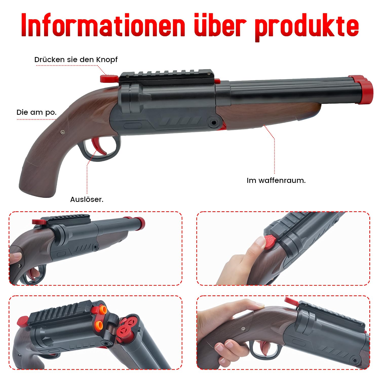 Schiuma Blaster Toy - Doppio Tubo Morbido Proiettile Pop-Up Shell, 2-in-1 Pistola Blaster Schiuma, Regalo Per Bambini, Giocattolo Giovanile Soft Bullet Education Model Game, 6+Boys…