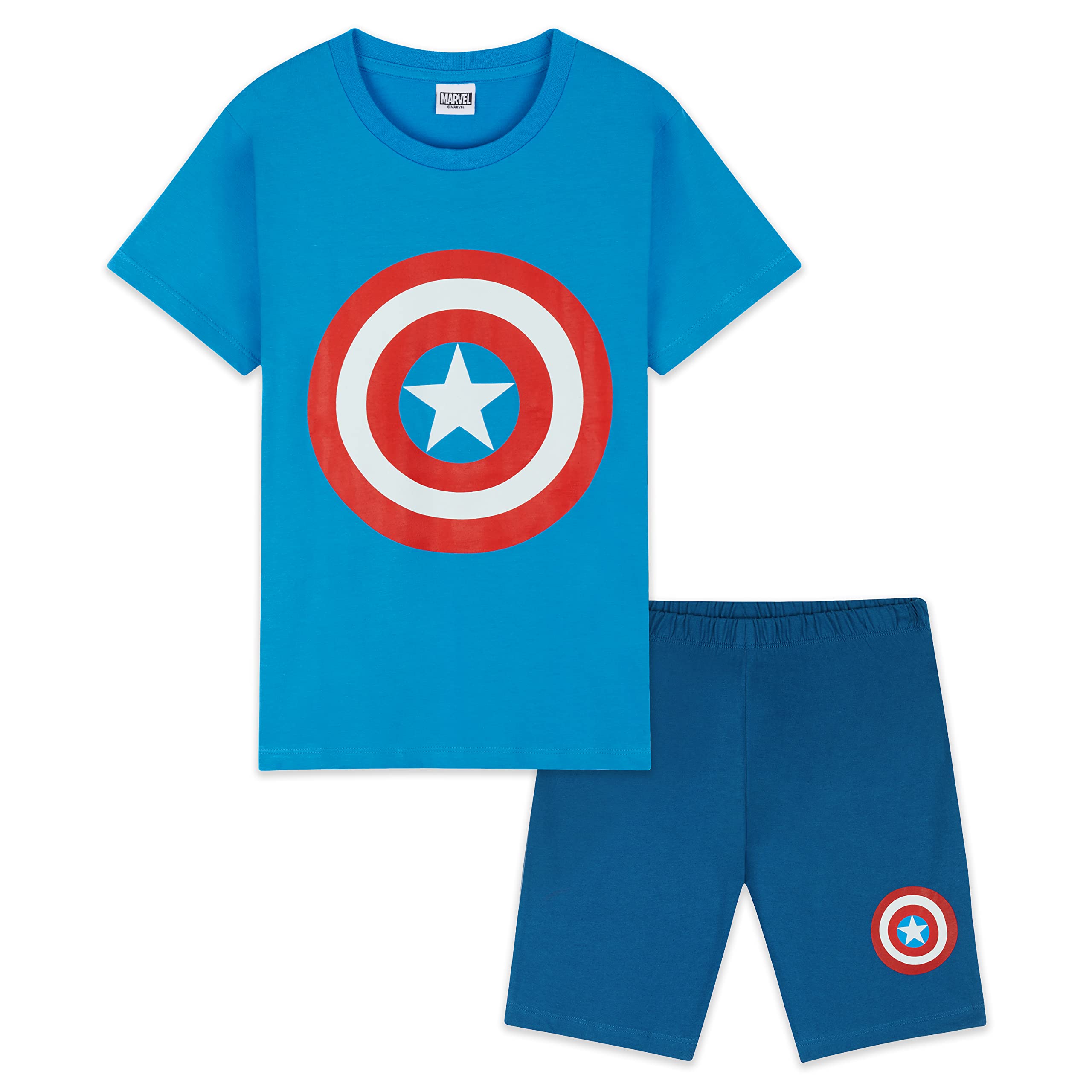 Marvel Pijama Niño Verano, Conjunto Pijama Niño Corto Merchandising Oficial Regalos para Niños y Adolescentes Edad 3-14 Años Spiderman Hulk Capitán América