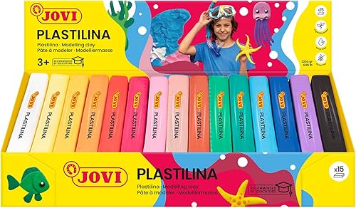 Jovi Plastilina arcilla de modelado reutilizable y no seca barras de 5.29 oz, 4,7 libras en total juego de 15, perfecto para proyectos de arte y