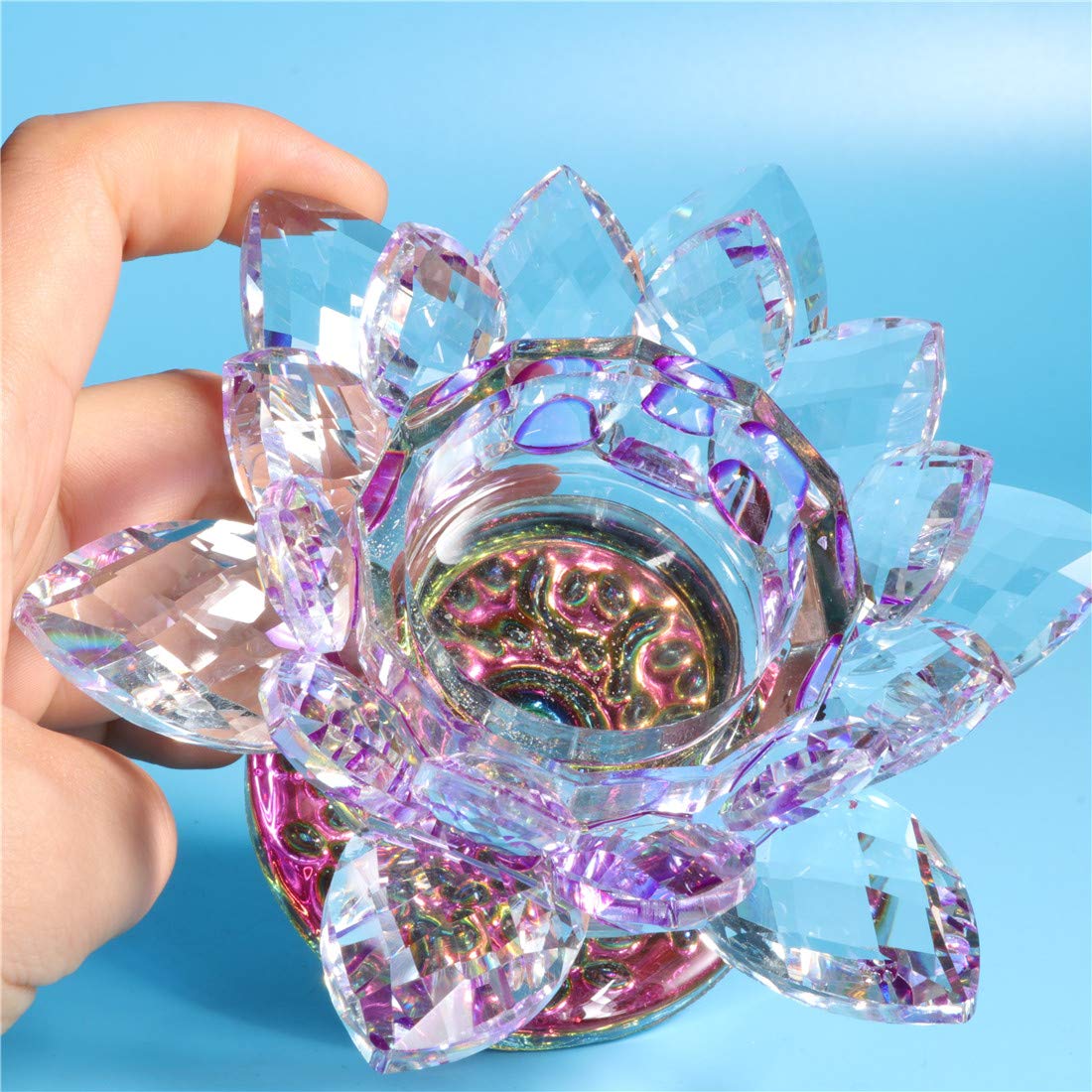 水晶　キャンドルスタンド Amazon.co.jp: Waltz&F k9クリスタル 蓮の花 形 カラフル クリスタル