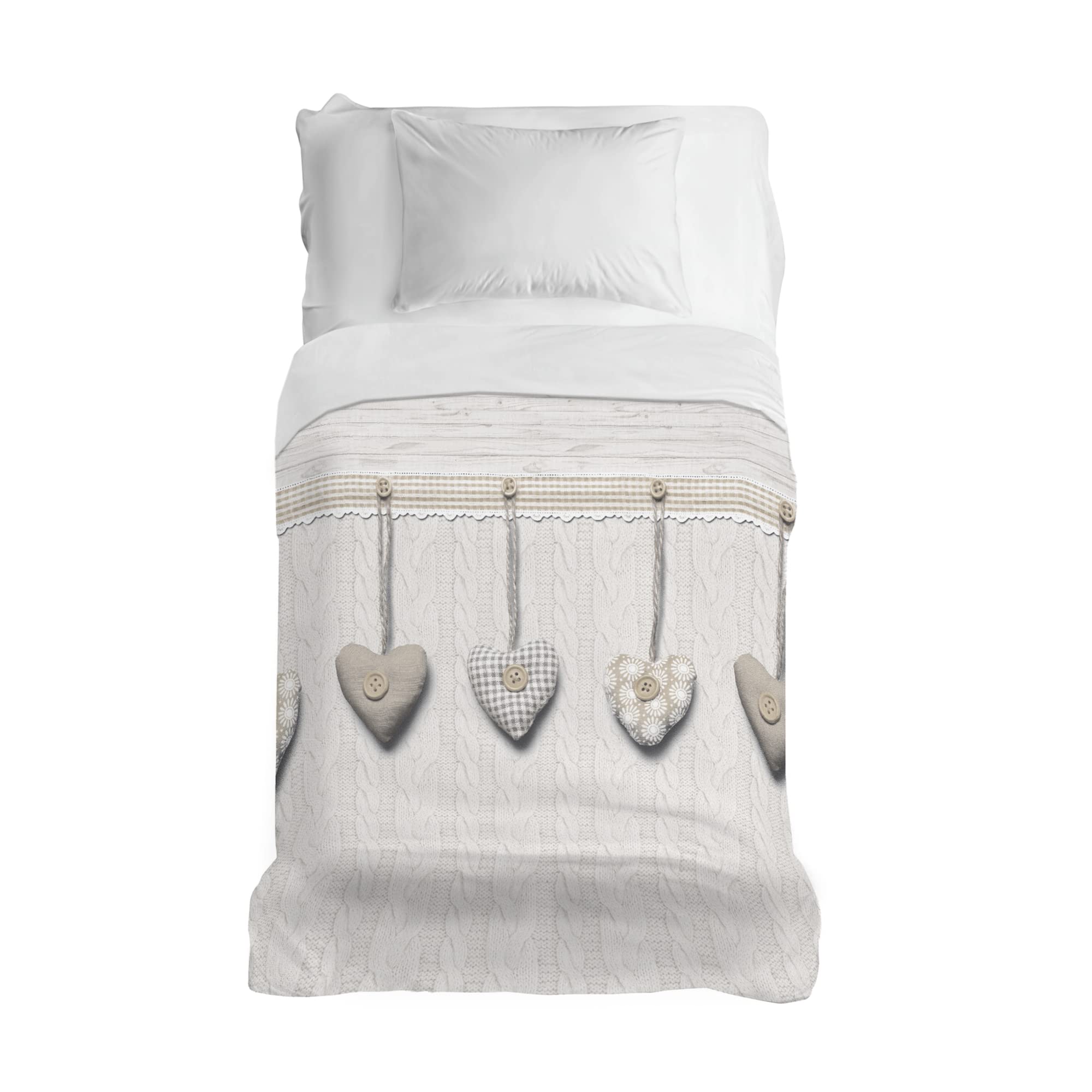 PENSIERI DELICATI Bedspread 170 x 280 cm, Single Sheet 100% Cotton Pique, Ideal as a Furniture Cover, 1 Square Bed Blanket