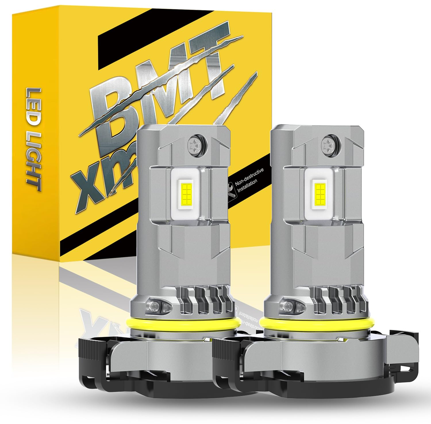 BMT xms Ampoule PSX24 2504 LED, 20000LM 6500K Blanc Remplacement 1:1 Mini pour Halogène, Lot de 2