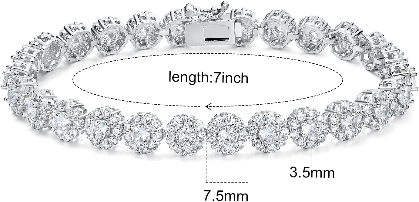 Gemsme Tennis Bracelet for Women 1 Row 18K Yellow Gold/White Gold Plated 5mm Round Cubic Zirconia Bracelets 6.5-8.5 inch