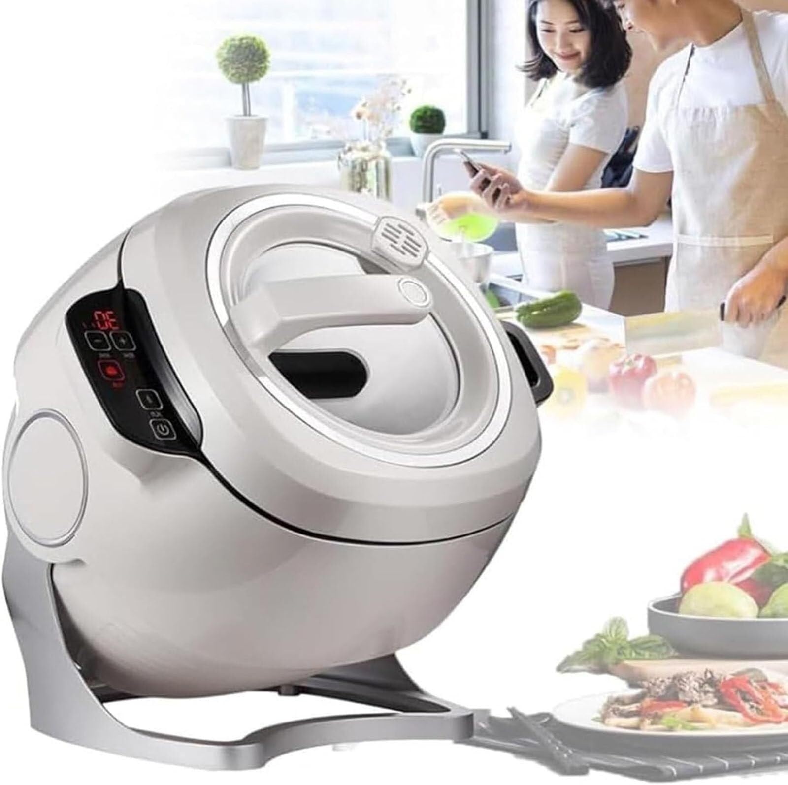 Machine de cuisson automatique, robot sauté automatique, machine de cuisson à riz paresseux, ouvrir le couvercle à haute température, sauté automatique à 360°, pour sauter, ragoût, cuisson