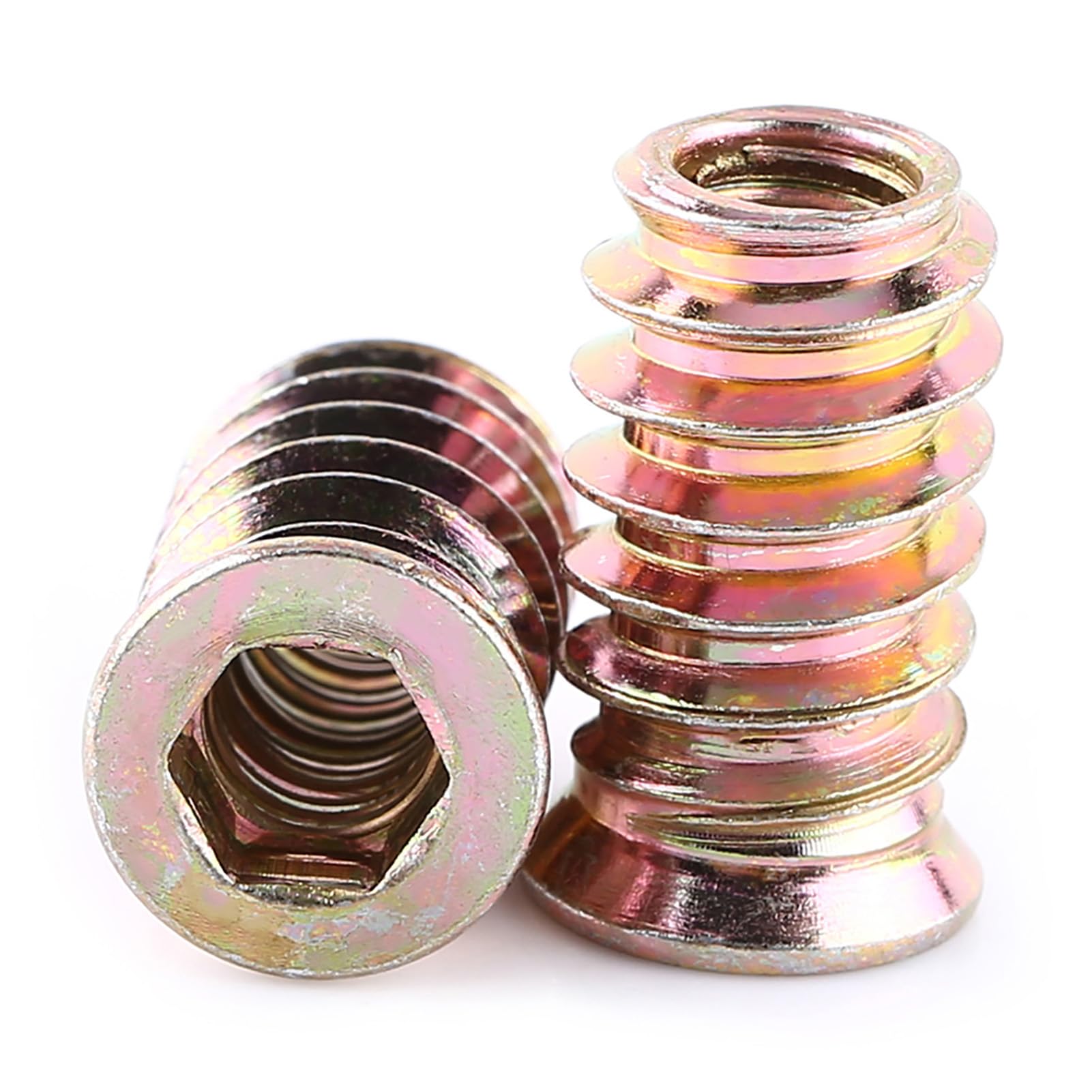 20pcs M6 Hex Socket Insert Nuts - Carbon Steel Zinc Plated Furniture Screws For Wood, 20mm Length - View #9