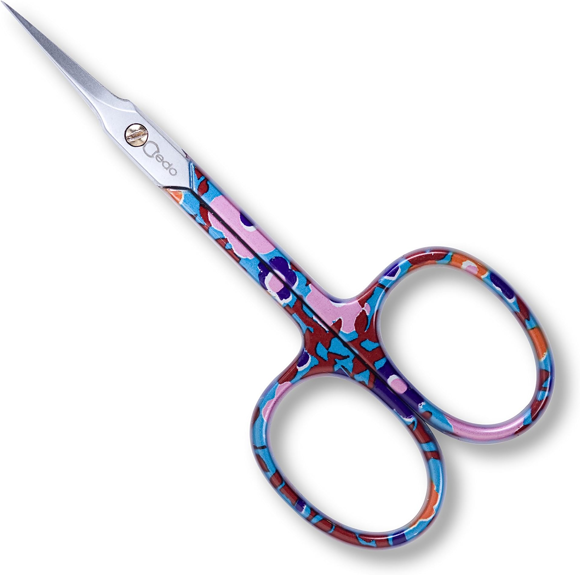 CREDO Cuticle Scissors 8 cm with Tower Tip Flowers Design Matt Chrome
