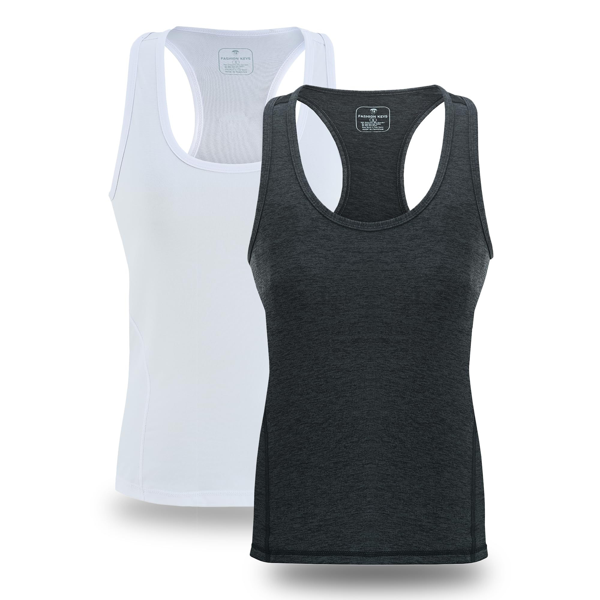 FK by ZM Pack of 2 Women's Sleeveless Tank Tops – Casual Summer Racerback Yoga Vests, Perfect for Gym Workouts and Exercise (XXL, Black/White)