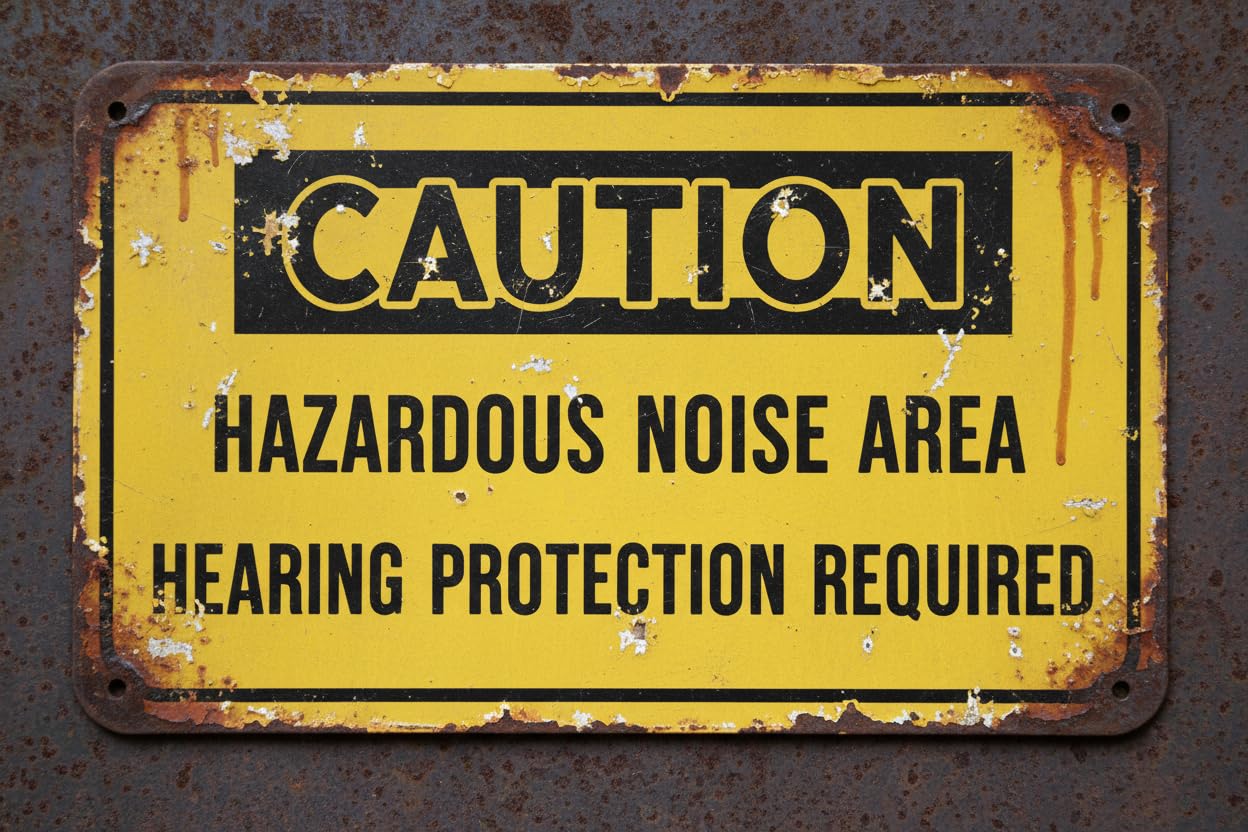 Wall Decor Osha Caution Sign: Hazardous Noise, Hearing Protection Required Metal Sign 8 X 12 Inches Clear Signage For S, Fences Vintage Signs Aluminum Plates Printed